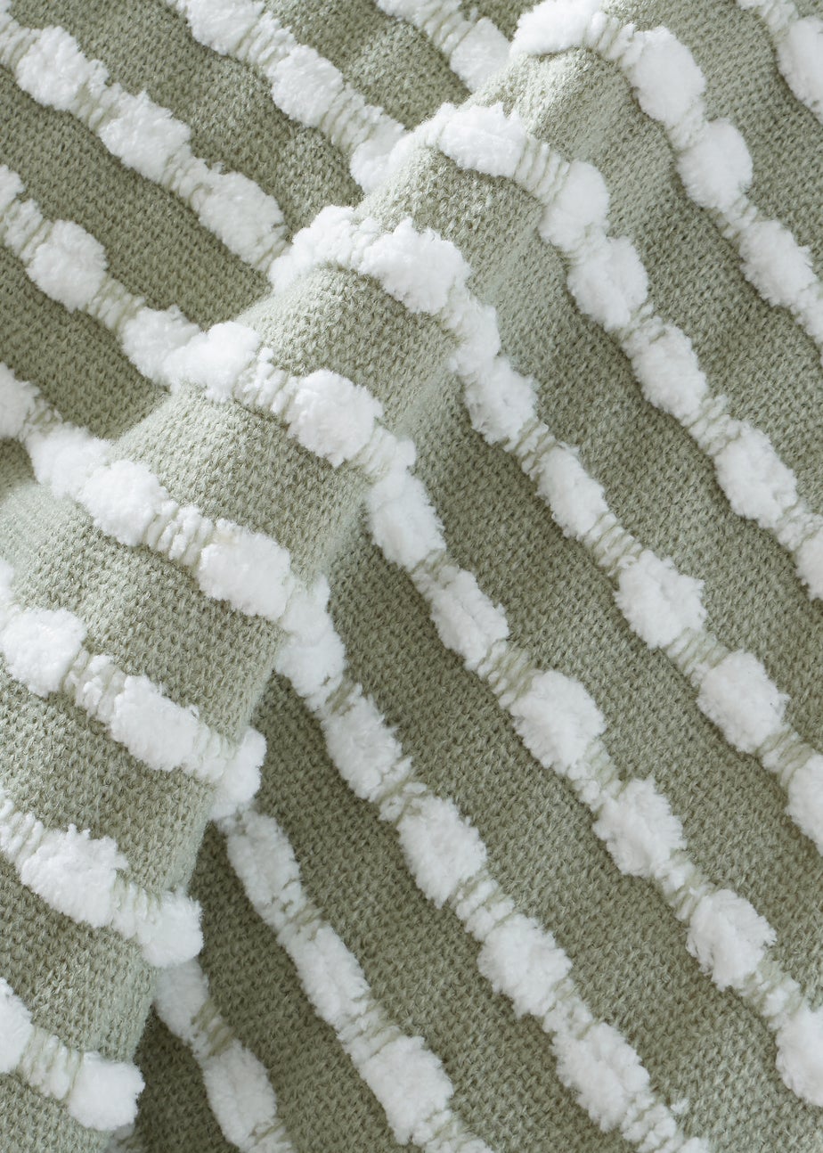 Catherine Lansfield Stab Stitch Green Throw (125x150cm)