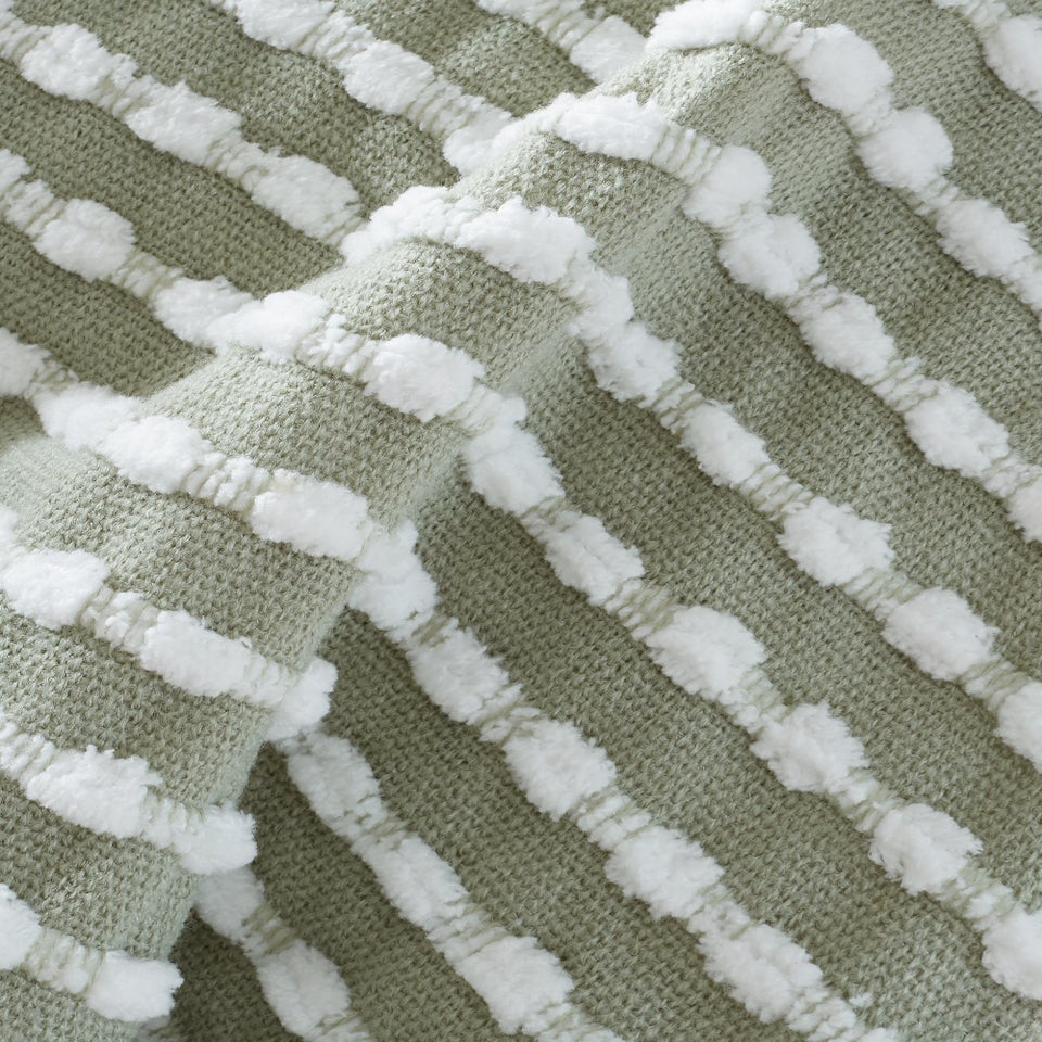 Catherine Lansfield Stab Stitch Green Throw (125x150cm)