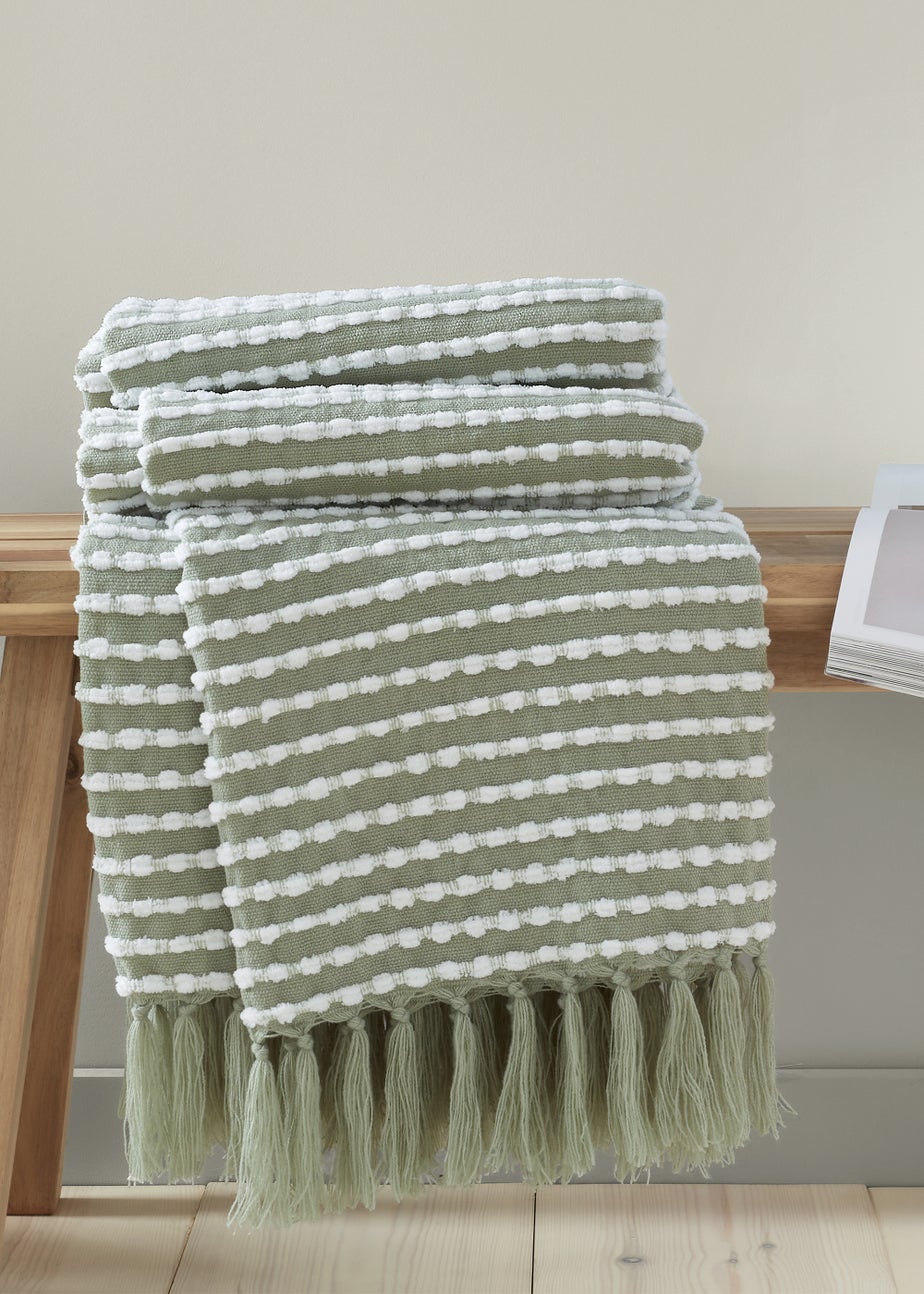 Catherine Lansfield Stab Stitch Green Throw (125x150cm)