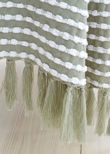 Catherine Lansfield Stab Stitch Green Throw (125x150cm)