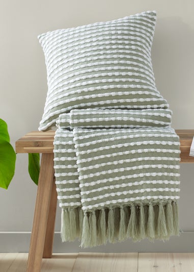 Catherine Lansfield Stab Stitch Green Throw (125x150cm)