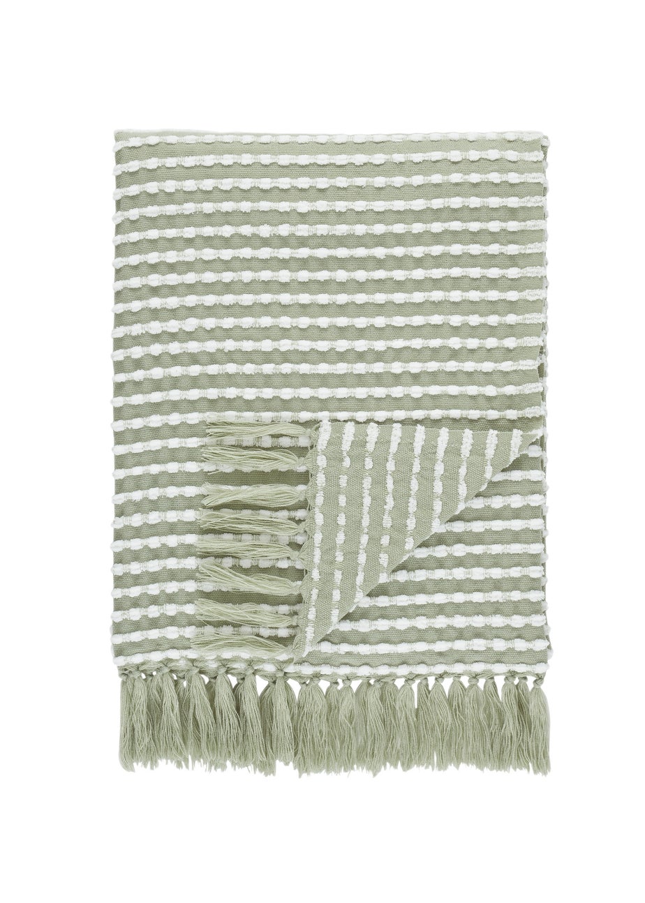 Catherine Lansfield Stab Stitch Green Throw (125x150cm)