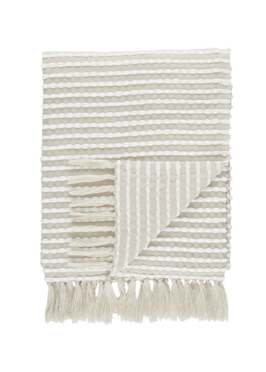 Catherine Lansfield Stab Stitch Natural Throw (125x150cm)