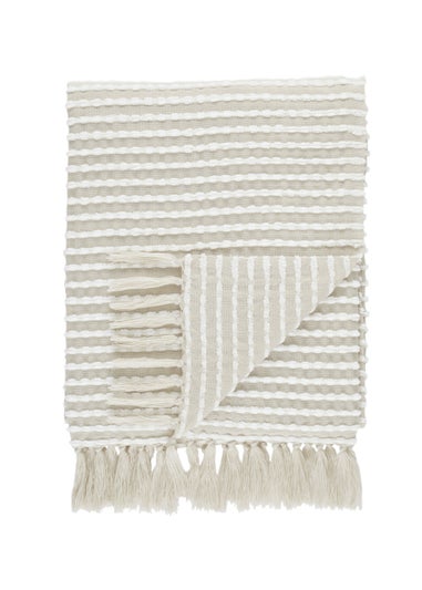 Catherine Lansfield Stab Stitch Natural Throw (125x150cm)