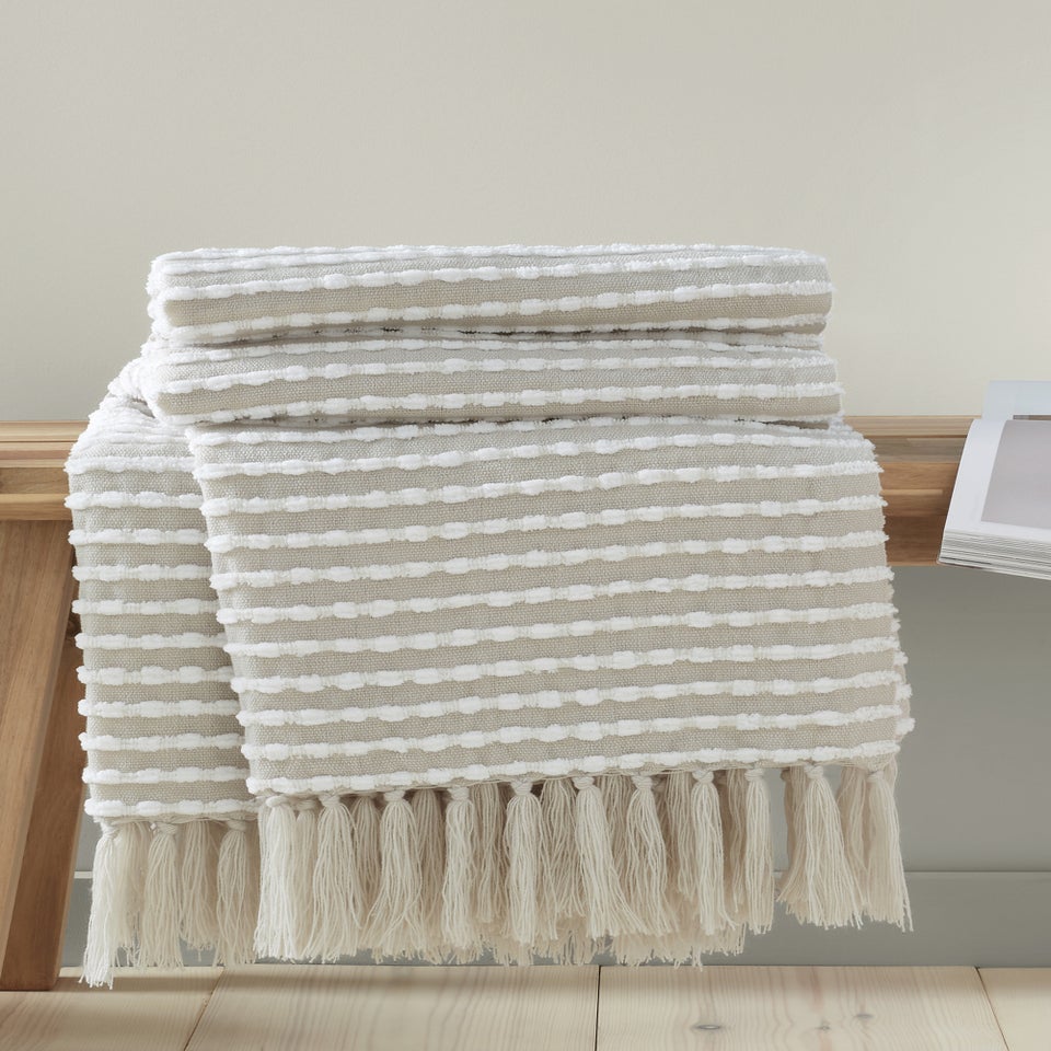 Catherine Lansfield Stab Stitch Natural Throw (125x150cm)