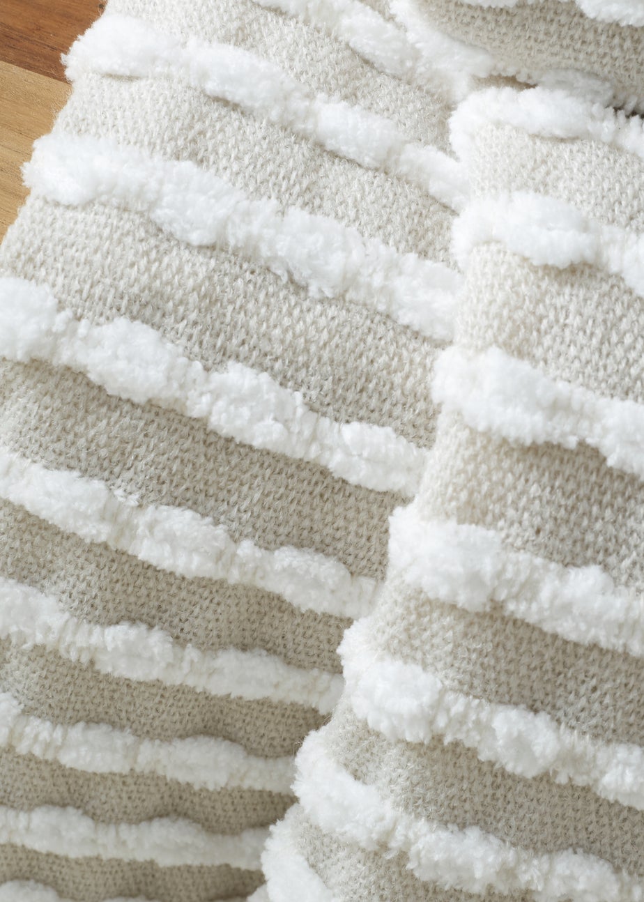 Catherine Lansfield Stab Stitch Natural Throw (125x150cm)