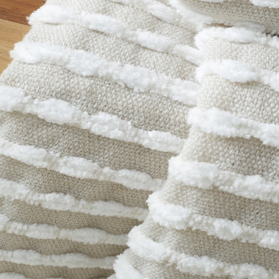 Catherine Lansfield Stab Stitch Natural Throw (125x150cm)