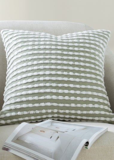 Catherine Lansfield Stab Stitch 43x43cm Cushion Sage Green