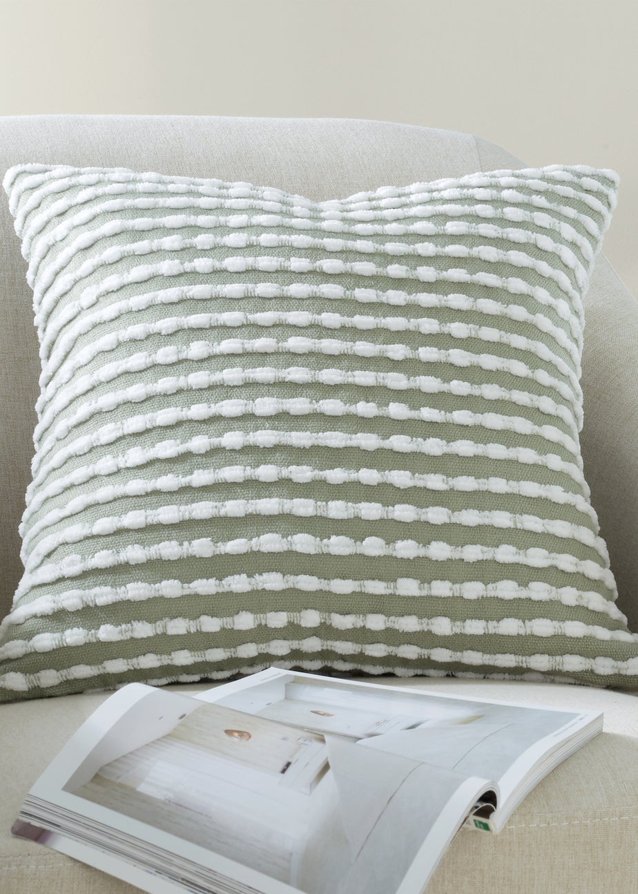 Catherine Lansfield Stab Stitch 43x43cm Cushion Sage Green