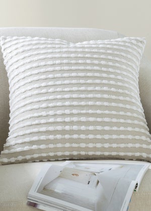 Catherine Lansfield Stab Stitch 43x43cm Cushion Natural
