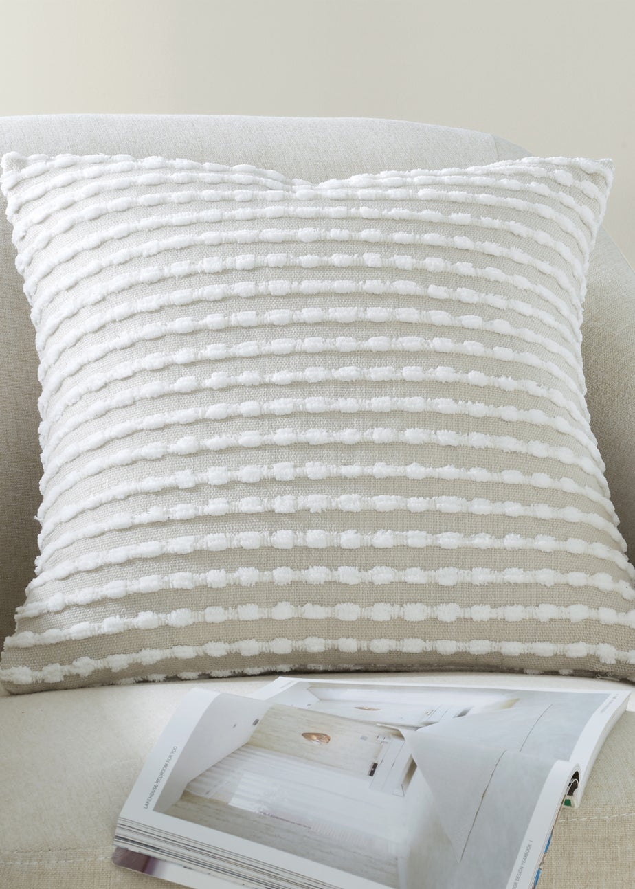 Catherine Lansfield Stab Stitch 43x43cm Cushion Natural