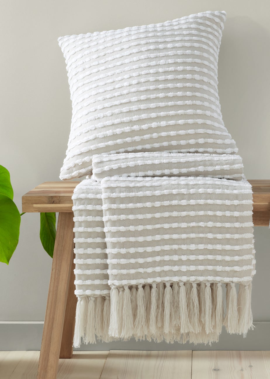 Catherine Lansfield Stab Stitch 43x43cm Cushion Natural