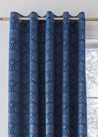 Catherine Lansfield Art Deco Pearl Lined Eyelet Curtains