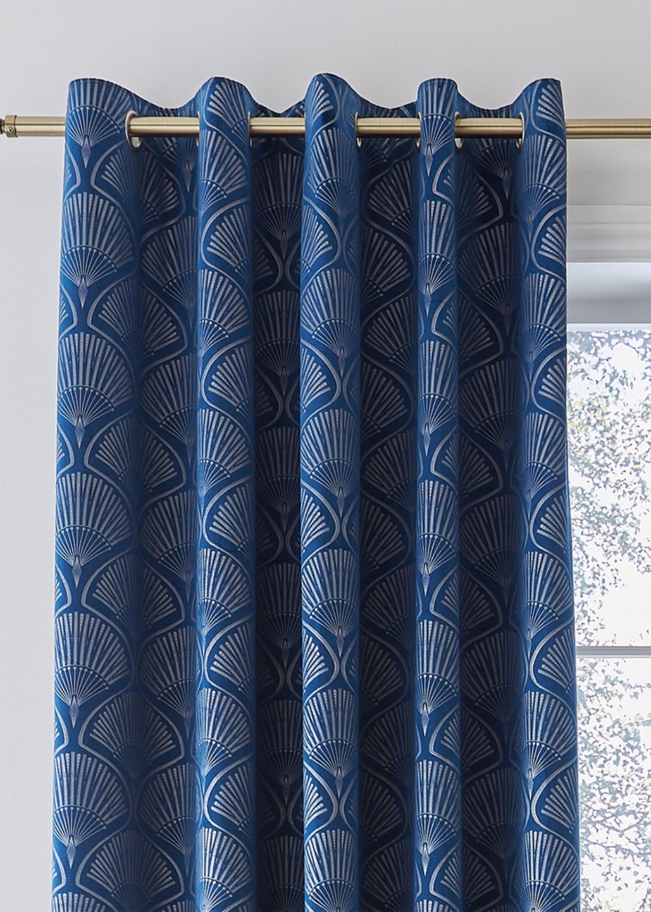 Catherine Lansfield Art Deco Pearl Lined Eyelet Curtains