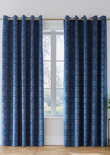 Catherine Lansfield Art Deco Pearl Lined Eyelet Curtains