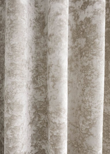 Catherine Lansfield Crushed Velvet Lined Eyelet Curtains Natural