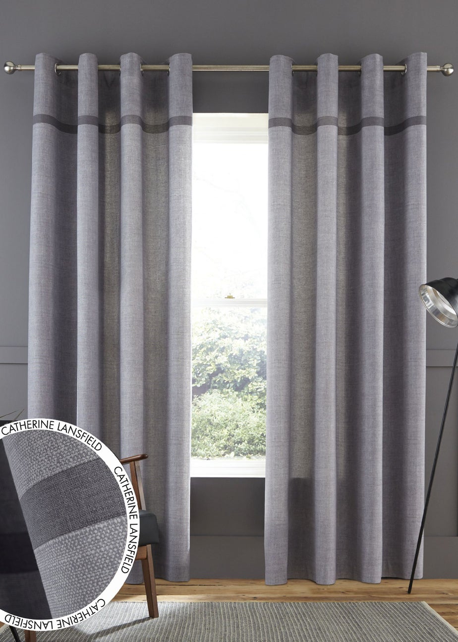 Catherine Lansfield Melville Woven Texture Eyelet Curtains