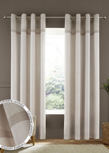 Catherine Lansfield Melville Woven Texture Eyelet Curtains