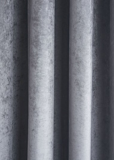 Catherine Lansfield Crushed Velvet Glamour Sequin Lined Eyelet Curtains Grey