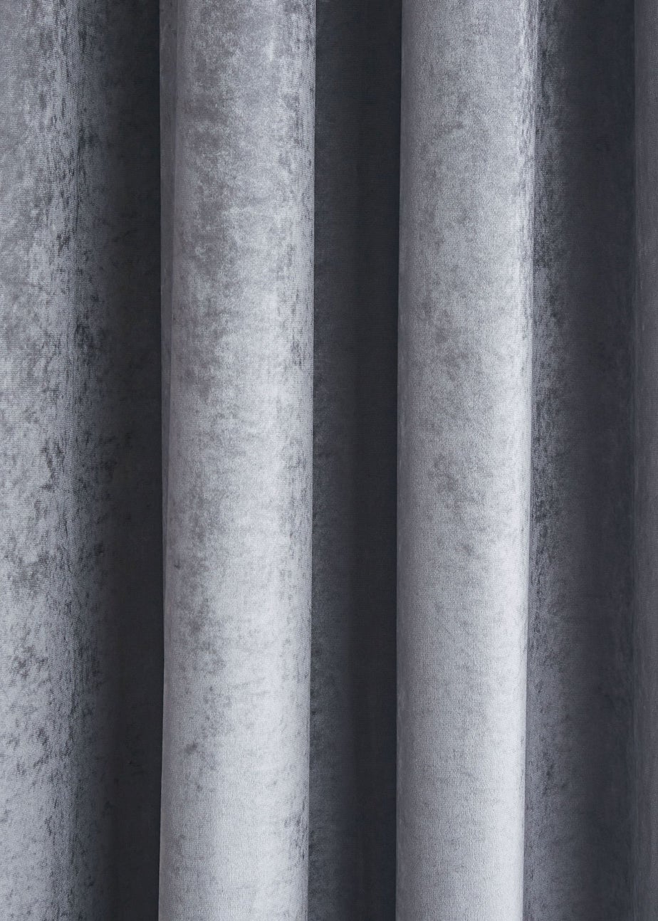 Catherine Lansfield Crushed Velvet Glamour Sequin Lined Eyelet Curtains Grey