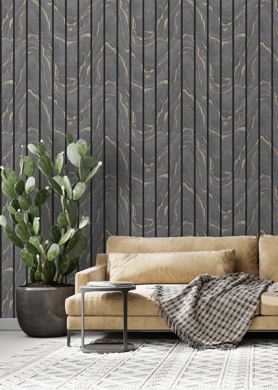 Muriva Woodgrain Panel Wallpaper