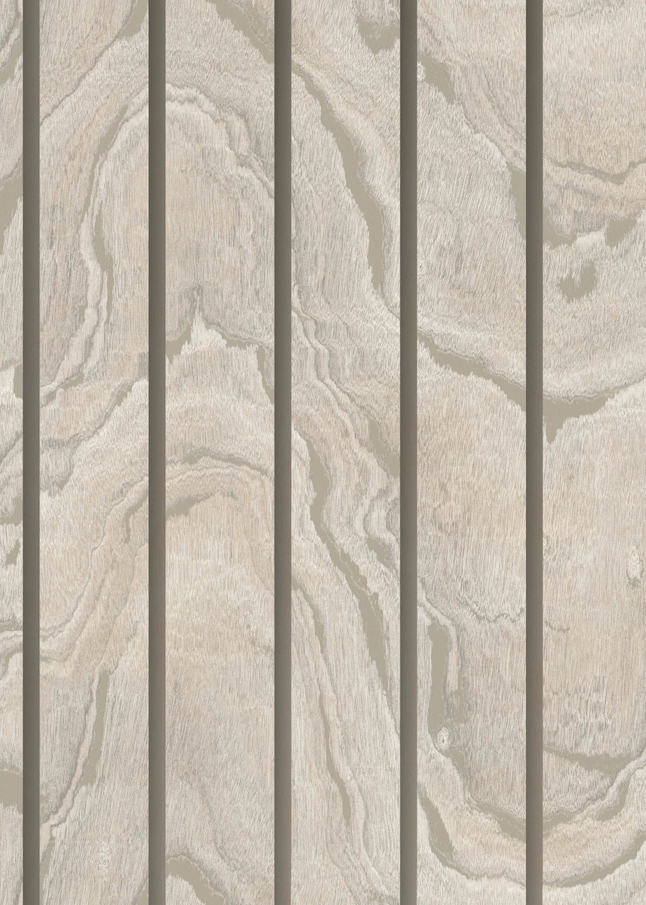 Muriva Woodgrain Panel Natural Wallpaper