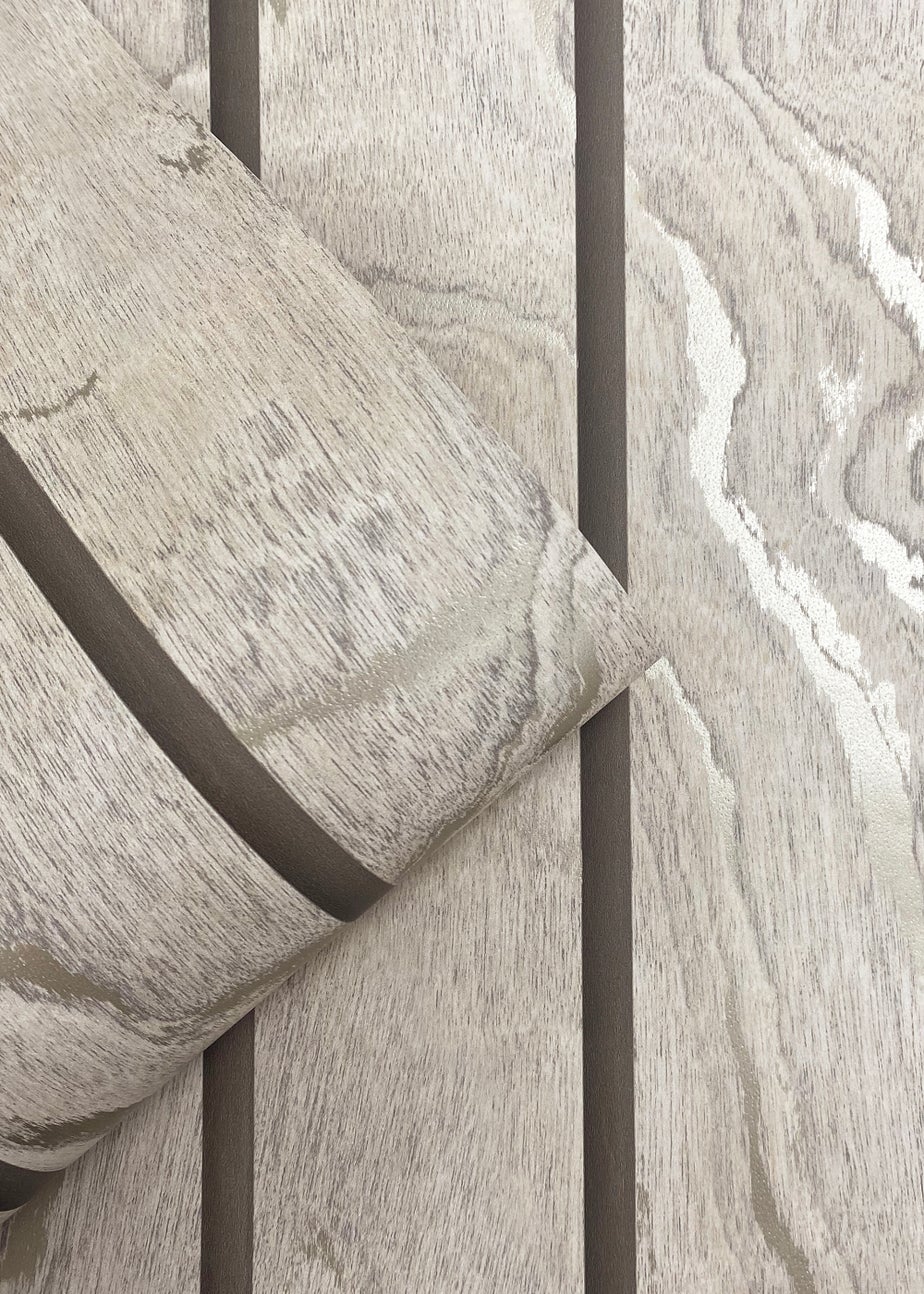 Muriva Woodgrain Panel Natural Wallpaper