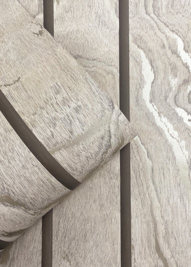 Muriva Woodgrain Panel Natural Wallpaper