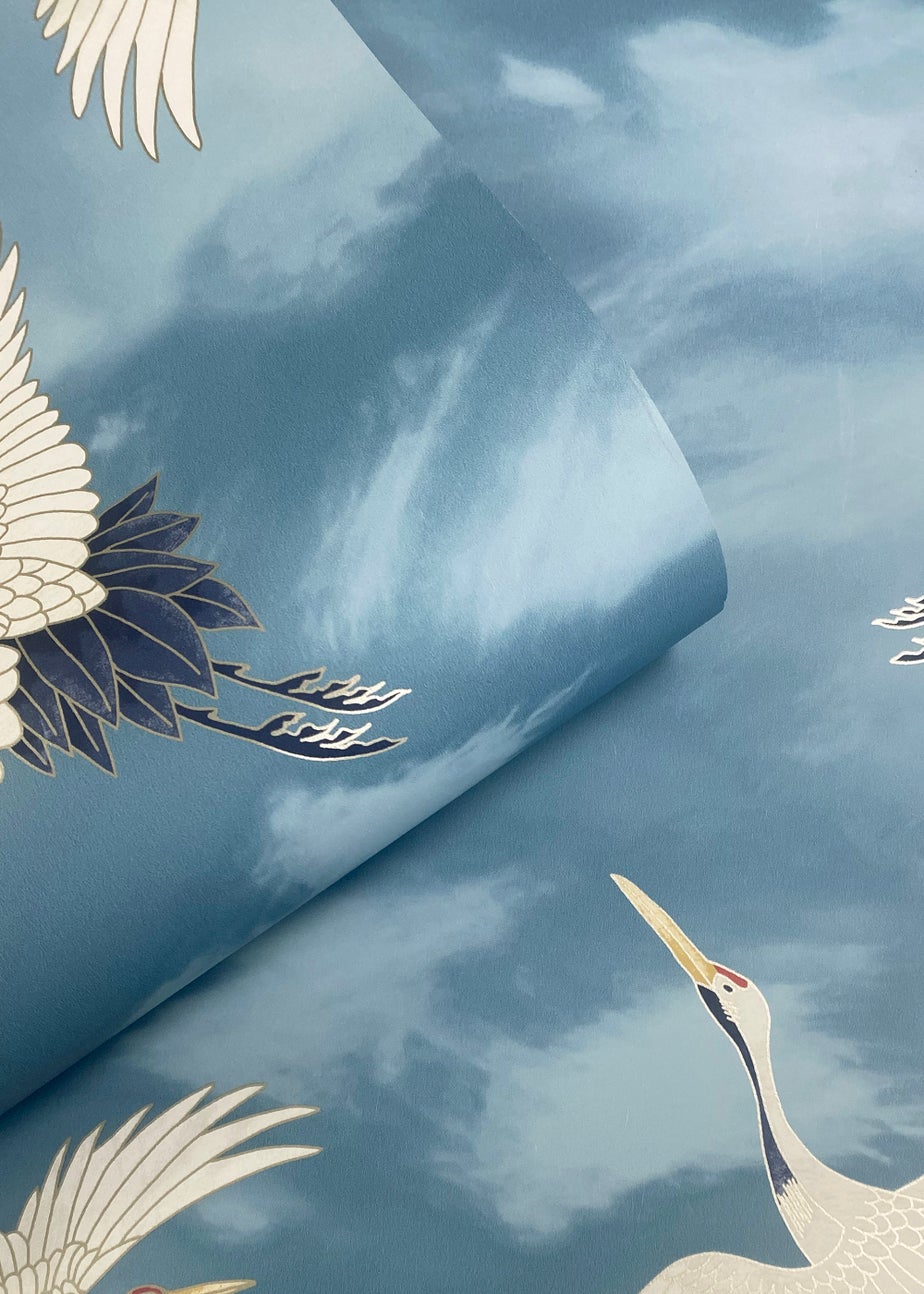 Catherine Lansfield Cranes Blue