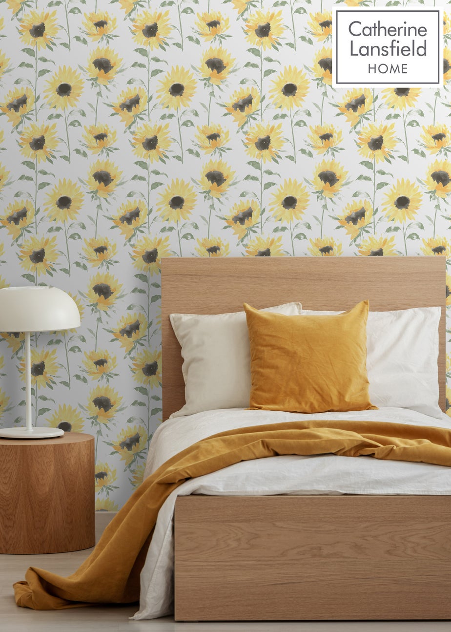 Catherine Lansfield Painted Sunflowers Wallpaper