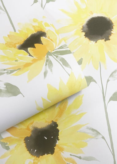 Catherine Lansfield Painted Sunflowers Wallpaper