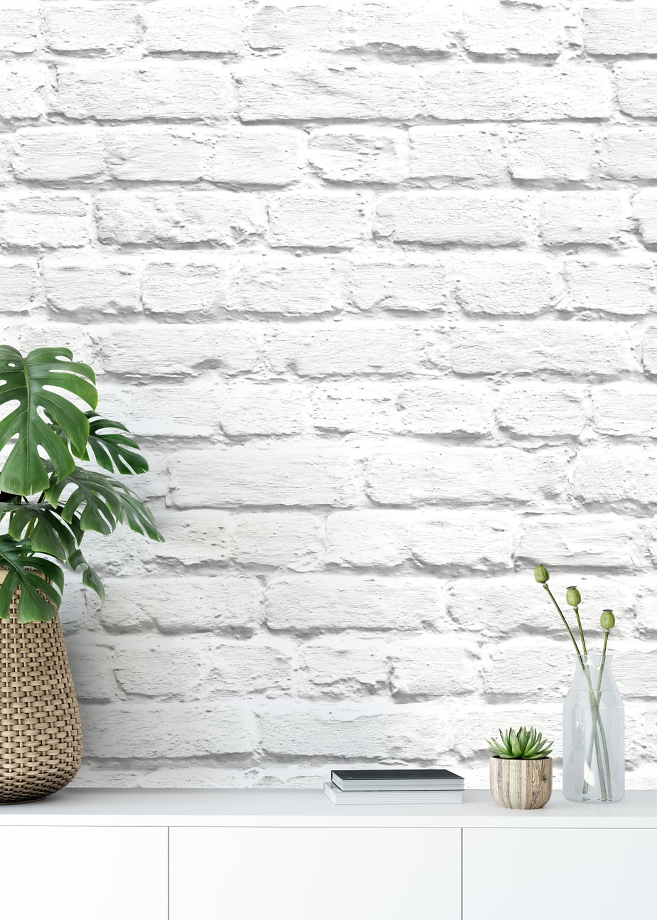 Muriva Painted Brick White Wallpaper