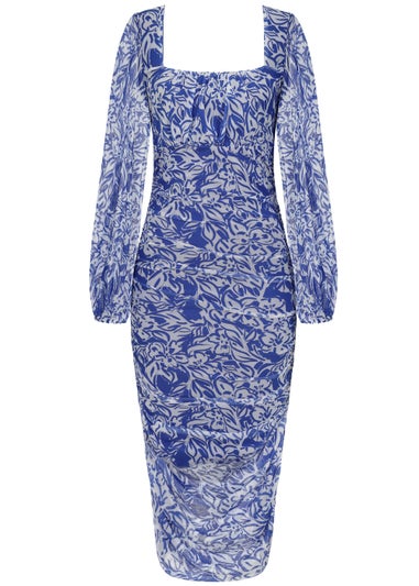 Little Mistress Cream Long Sleeve Mesh Midi Dress