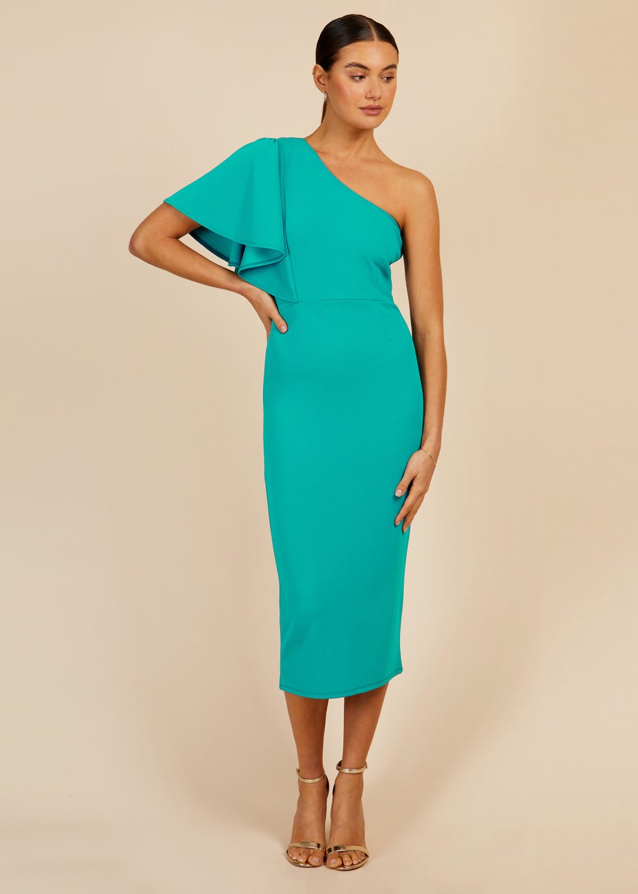 Little Mistress Green Asymmetric Midi Dress