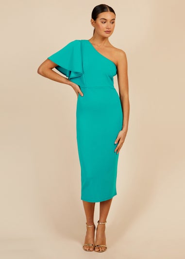 Little Mistress Green Asymmetric Midi Dress