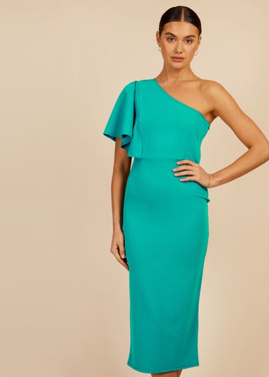 Little Mistress Green Asymmetric Midi Dress