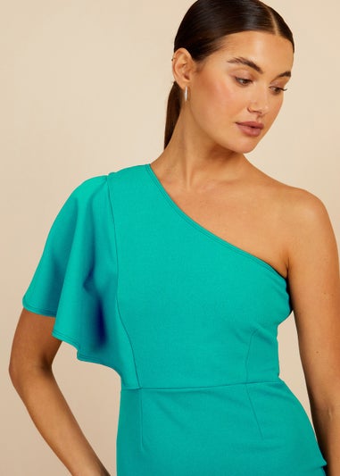 Little Mistress Green Asymmetric Midi Dress