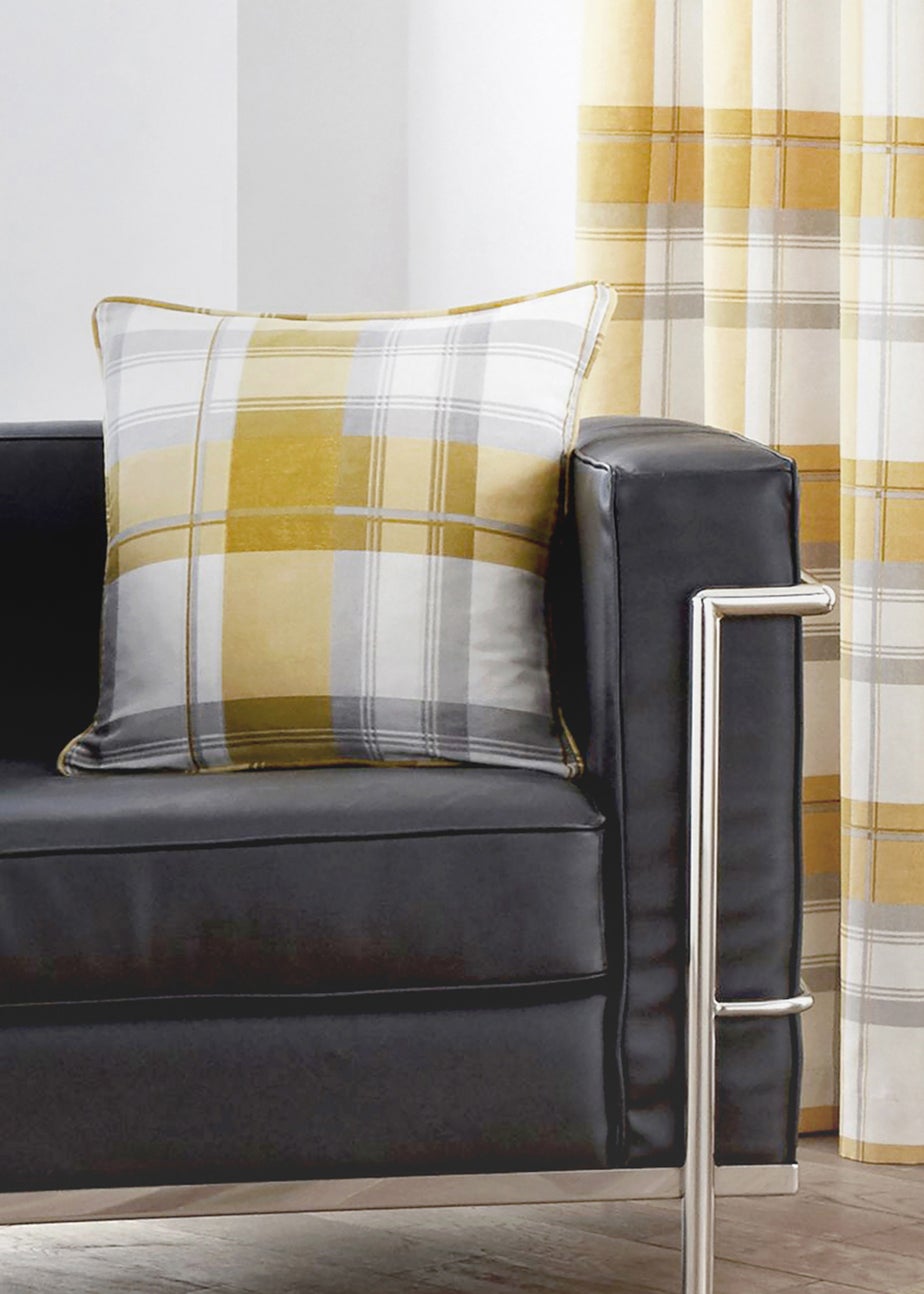 Fusion Balmoral Check Yellow Filled Cushion (43cm x 43cm)