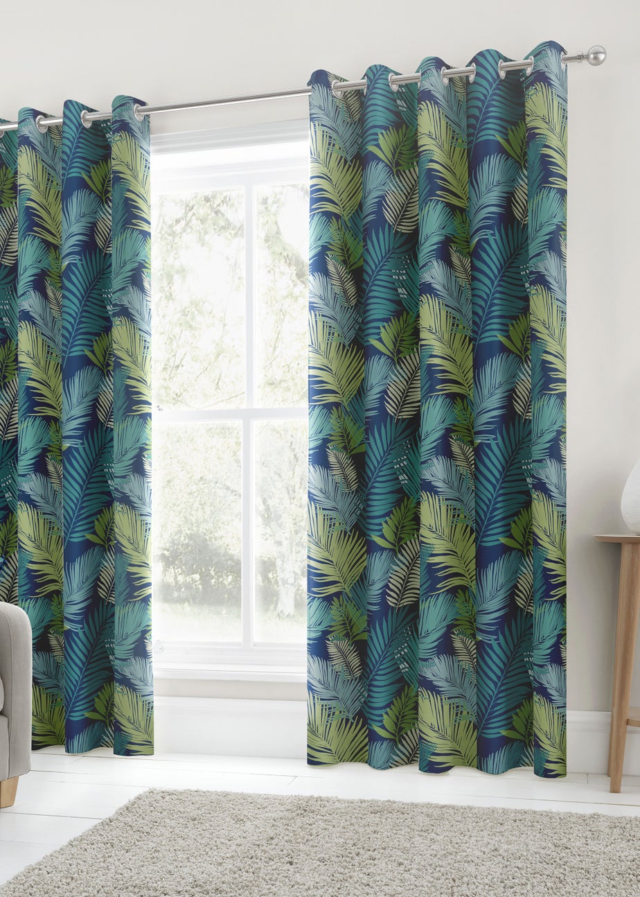 Fusion Tropical Curtains Blue Eyelet Curtains