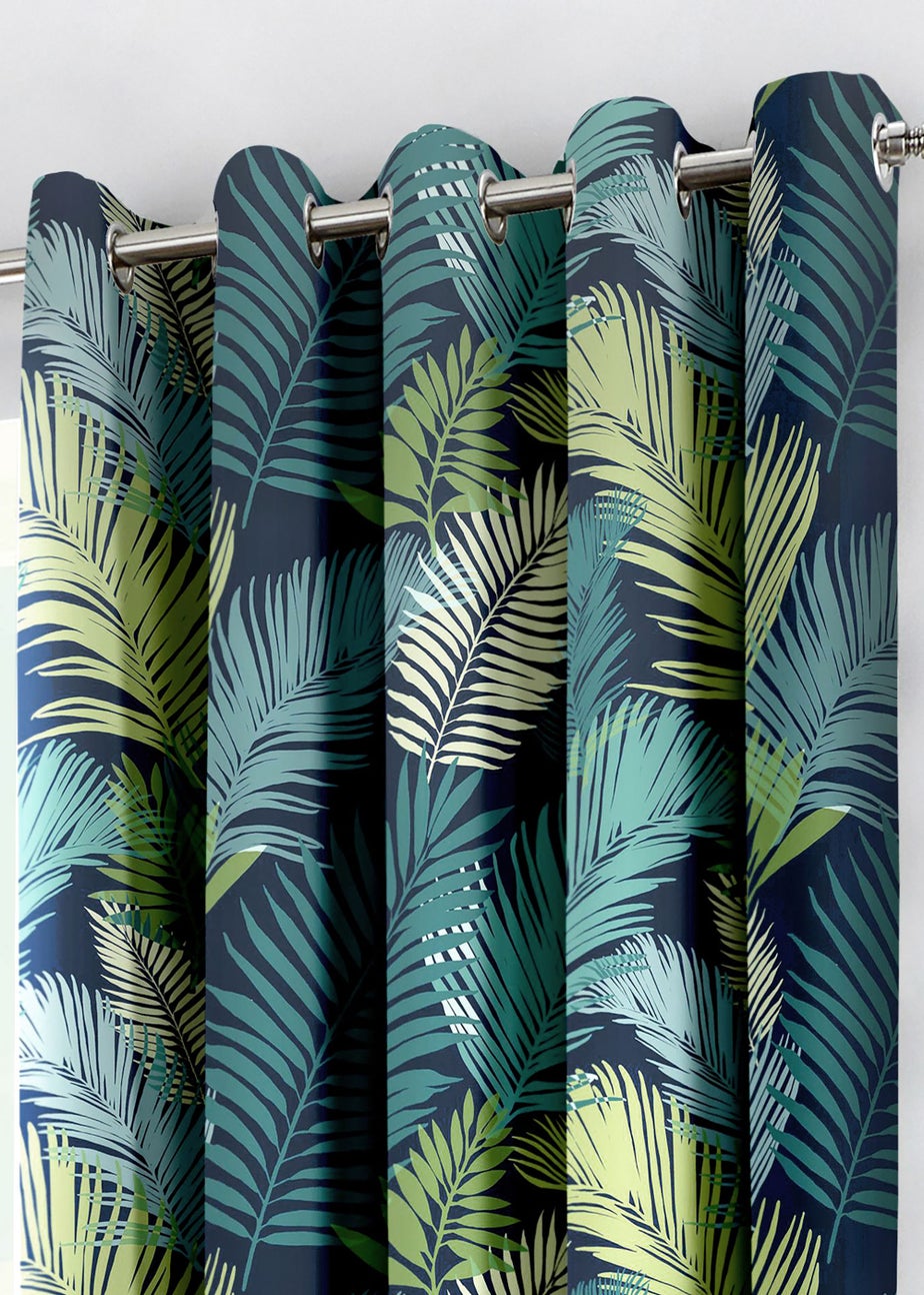 Fusion Tropical Curtains Blue Eyelet Curtains