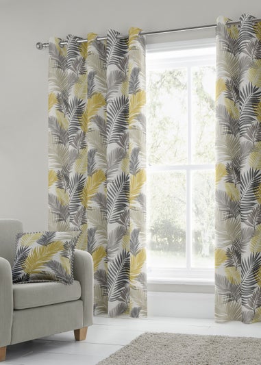 Fusion Tropical Curtains Yellow Eyelet Curtains