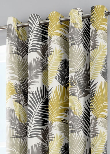 Fusion Tropical Curtains Yellow Eyelet Curtains
