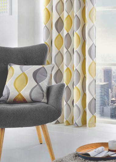 Fusion Lennox Grey and Yellow Filled Cushion (43cm x 43cm)