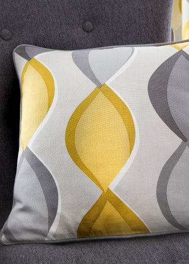 Fusion Lennox Grey and Yellow Filled Cushion (43cm x 43cm)