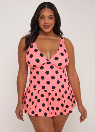 Papaya Curve Coral Spot Swim Dress