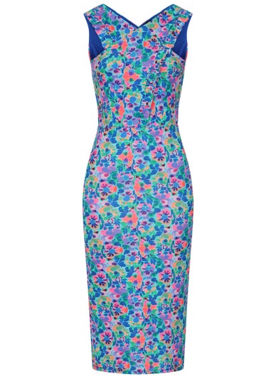Little Mistress Multicoloured Floral Print Cross Over Mini Dress