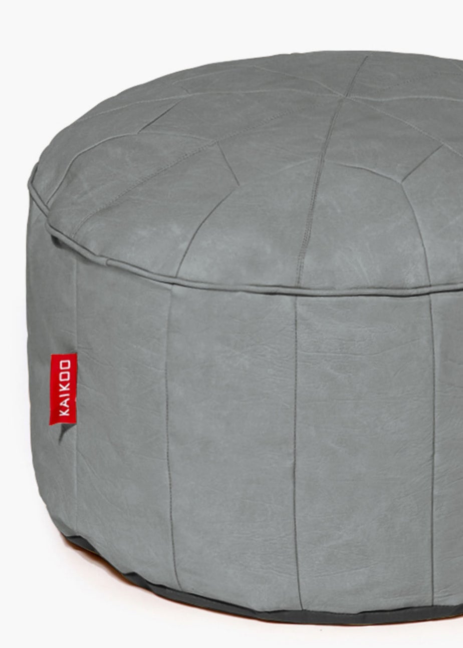 Kaikoo Morrocan Faux Leather Pouffe Grey