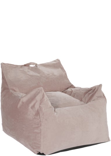 Kaikoo Large Velvet Armchair Beanbag Blush Pink