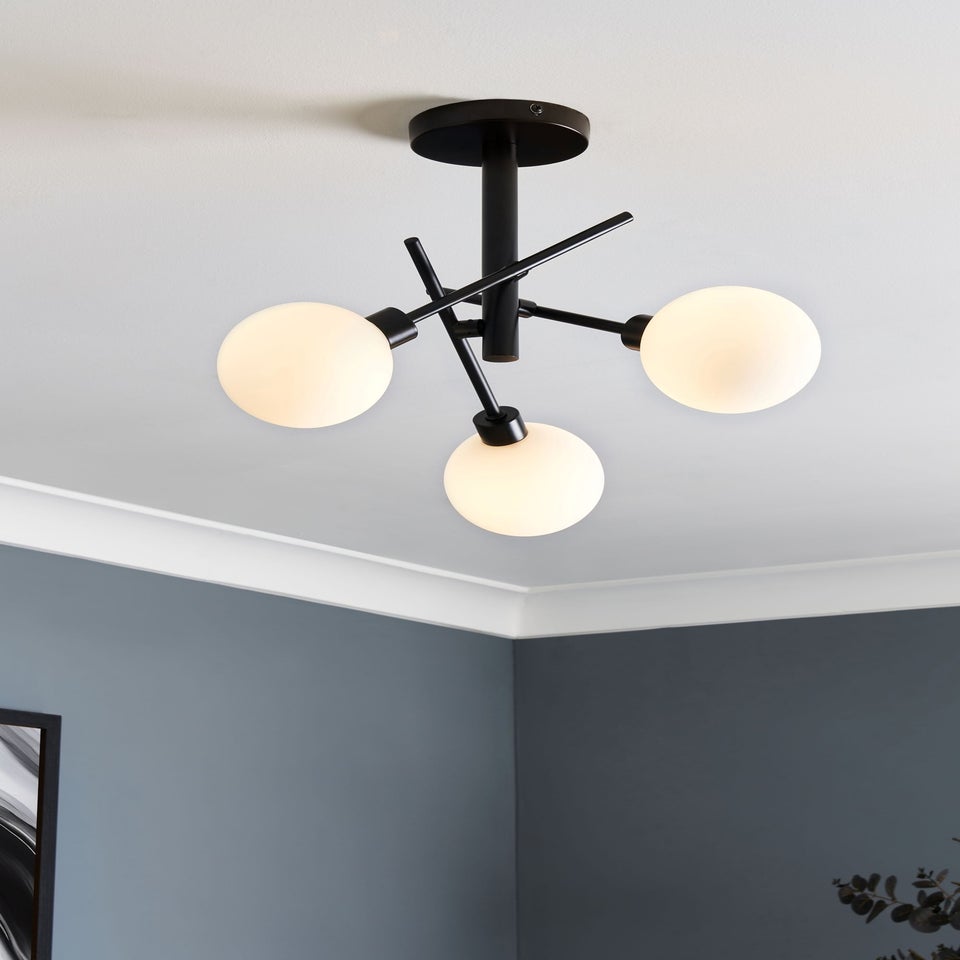 Inlight Nova 3LT Ceiling Light Black (48cm x 48cm x 21cm)