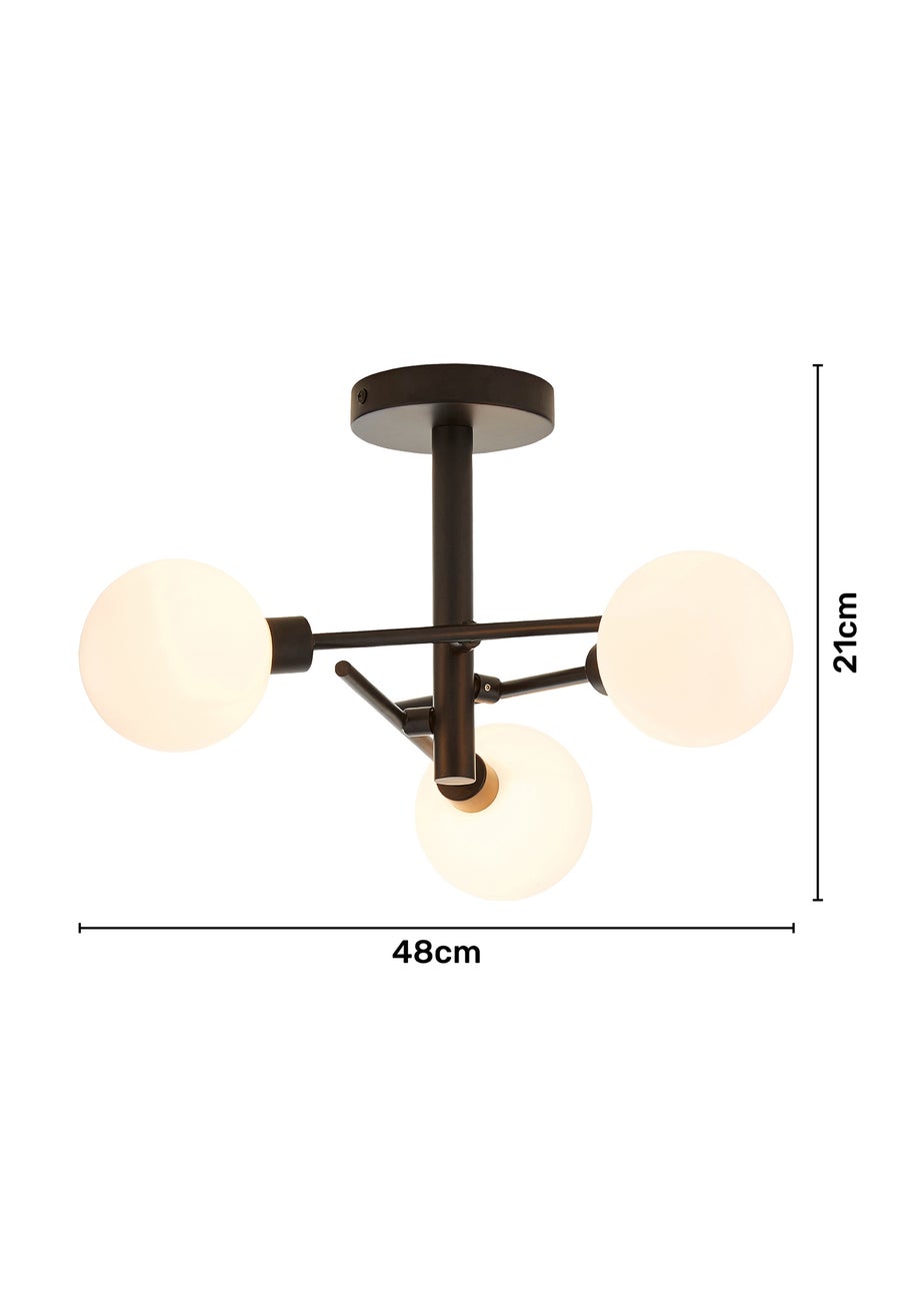 Inlight Nova 3LT Ceiling Light Black (48cm x 48cm x 21cm)